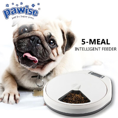 

Pawise Automatic Pet Feeder Timing Feeder 5 Meal 5 Cell Pet Dry Food Dispenser Dish Feed 24 Hours Timer for Dog Cat Pet