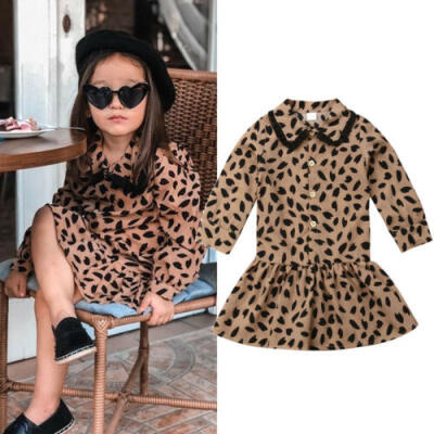 

US Toddler Kid Baby Girl Leopard Print Clothes Long Sleeve Lace Party Tutu Dress