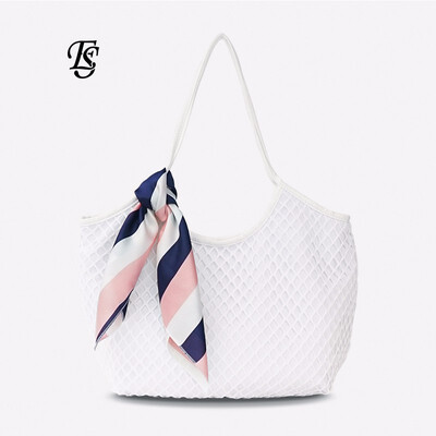 

ESHUNFA beach bag ladies shoulder bag 2019 spring&summer new fashion European&American canvas net bag ES168004 4265
