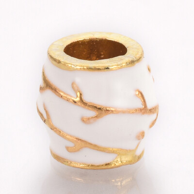 

Alloy Enamel European Beads Large Hole Beads Barrel Ivory 95x95mm Hole 5mm