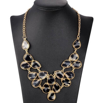 

Hesiod Vintage Women Leopard Necklaces Collar Gold Color Short Chain Choker Necklace Water Drop Design Jewelry c