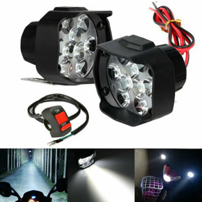 

2x ABS LED Motorcycle Headlight Switch Spot Beam Driving Light DRL Waterproof