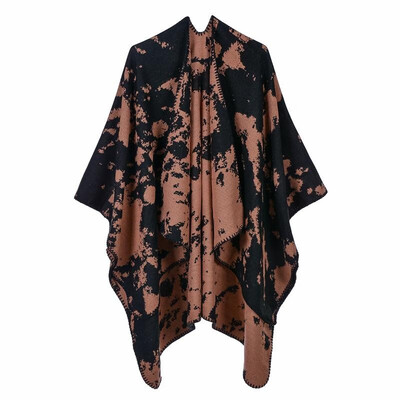 

Fashion Women Winter Tie-Dyed Print Poncho Scarf Thick Warm Shawl Pashmina Vintage Casual Cloak Outerwear