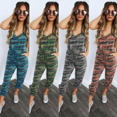 

Women Sports Yoga Workout Bandage Playsuit Pants Camo Gym Jumpsuit Rompers Suit