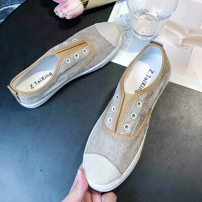 

Girls popular white shoes 2019 spring Korean version of Joker summer mesh breathable thick bottom fisherman lazy shoes tide