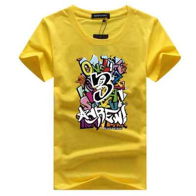 

Mens Cotton T-shirt Letters Printed Casual Fashion T-shirt Mens Outdoor Fun Fitness T-shirt Street Hip-hop Clothing