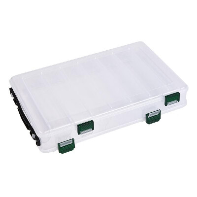 

Double Sided High Strength Transparent Visible Plastic Fishing Lure Box 14 Compartments with Drain Hole Fishing Tackle