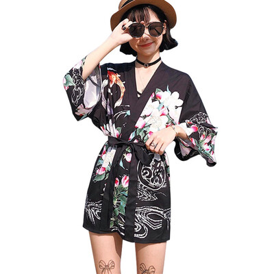 

Vintage Japanese Harajuku Style Coat Kimono Jacket women Japanese Girlfriends kimono Print Beach CardiganChaqueta Mujer