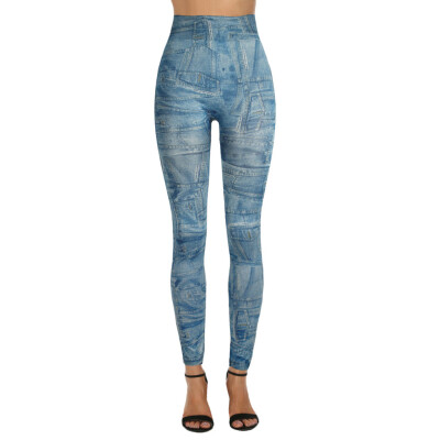 

Tailored Ladiesprinted Jeans Bottoms Hip Lift Overshoot And Slim Nine-minute Pants