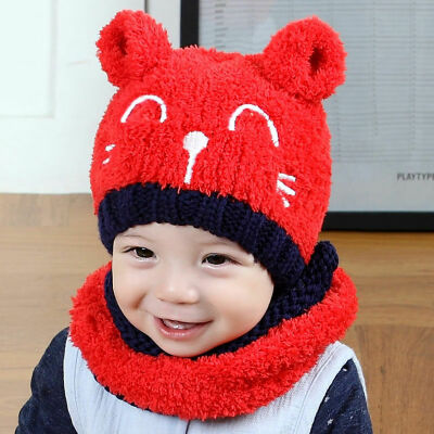 

Toddler Boy Girls Warm Winter Woolen Beanie Hat Newborn Baby Ears Plush Cap Hot