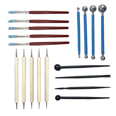 

18pcs Wood Handle Silicone Clay Shaper Sculpting Pottery Carving Tool Set