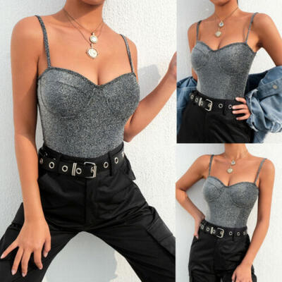 

Sexy Women Shiny Sleeveless Bodysuit Leotard Bodycon Jumpsuit Romper Top Blouse