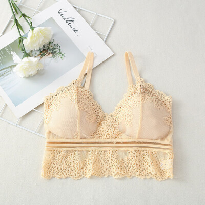 

〖Follure〗Women Ring-Free Sexy Bra Lace Ribbon Chest Pad Lace Camisole Bras Underwear