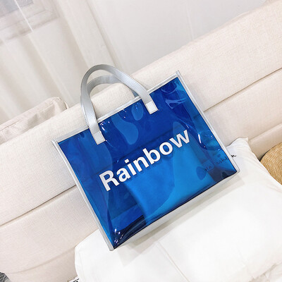 

Tailored 2pc Women Rainbow Shoulder Bag Candy Color Waterproof Messenger Bag Handle Bag