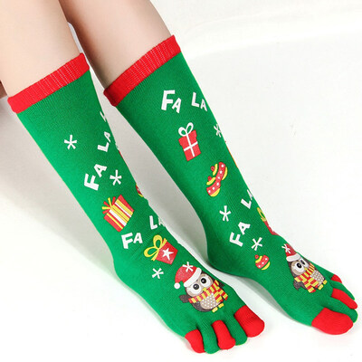 

Christmas Unisex Print Multicolor Toe Socks Five Finger Socks Funny Socks Gift