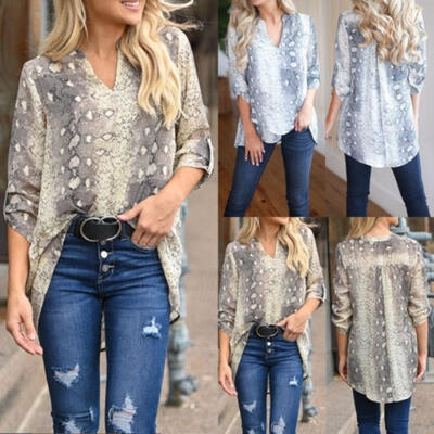 

Women Ladies Sexy Leopard Print Casual Tops Blouse Crew Neck Long Sleeve T-Shirt