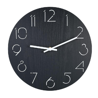 

Wall Clock Style Wooden Clock Battery Operated Decorative Round Wall Clocks with Hollow Carving Numbers for Living Room Bedroom Of