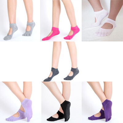 

Women Yoga Socks Anti-slip Five Fingers Backless Silicone Non-slip 5 Toe Socks Ballet Gym Fitness Sports Cotton Socks
