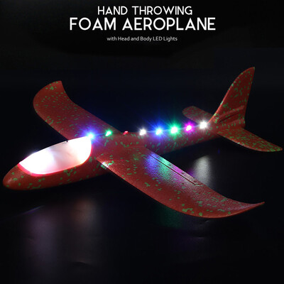

Hand Throwing Foam Airplane Aeroplane Glider with Head&Body LED Lights Toys Gift for Kids Beginners