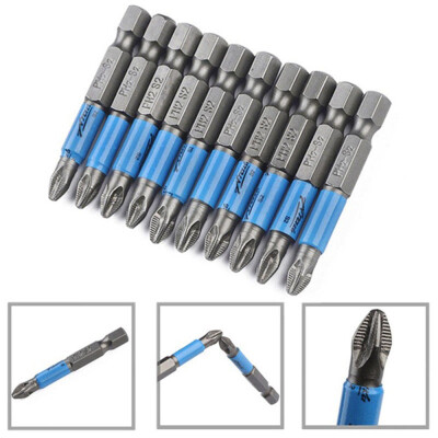 

〖Follure〗PH2 Steel Single Head Hex Shank Anti Slip Magnetic Cross Screwdriver Bits 10PCS