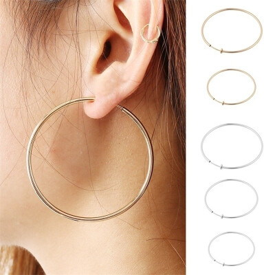 

2 PcsSet 405060mm Clip-On Earrings SmallMediumLarge Non-Pierced Hoop Style Spring Clip-On Earrings