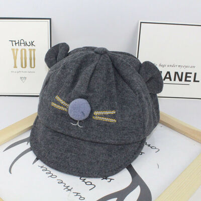 

Cute Baby Kids Infant Boy Girl Solid Cotton Beret Cap Baseball Little Cat Hat