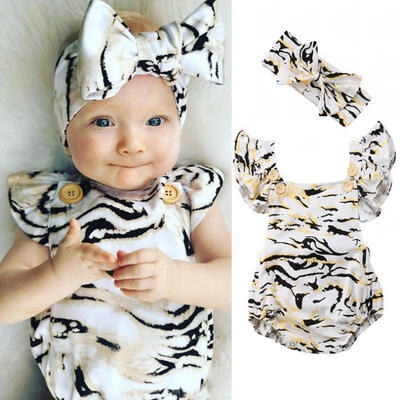 

New Newborn Baby Girl Clothes Flower Jumpsuit Romper BodysuitHeadband Outfit