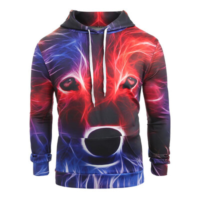 

Colorful Wolf Head Print Pullover Hoodie