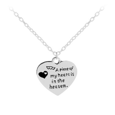 

1Pc Personalized Letter Initial A Piece Of My Heart Is In Heaven Necklace Gift Jewelry