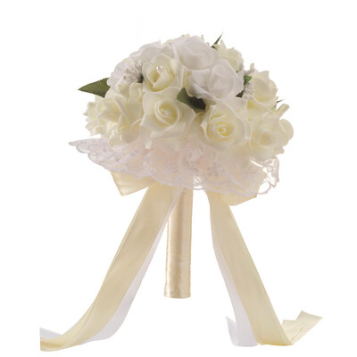 

Gobestart Crystal Roses Bridesmaid Wedding Bouquet Bridal Artificial Silk Flowers