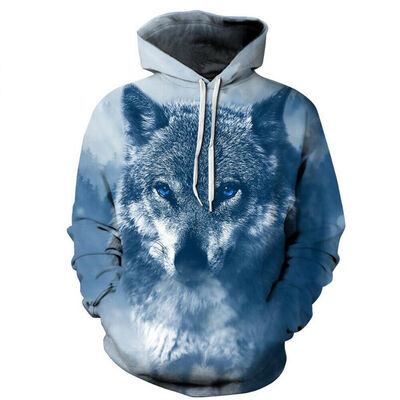 

Violet Wolf Print Sweatshirt Hoodies Men 3D Hip-Hop Winter Warm Tracksuit Sweat
