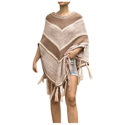 

Toponeto Women Winter Knitted Cashmere Poncho Capes Shawl Cardigans Sweater Coat