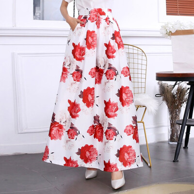 

Roseonmyhand Ladies Spring And Summer Print Fashion Casual Skirt Retro Big Skirt
