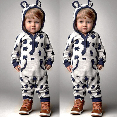 

Newborn Baby Boy Girl Winter Cartoon Hoodie Romper Warm Coat Outwear Clothes