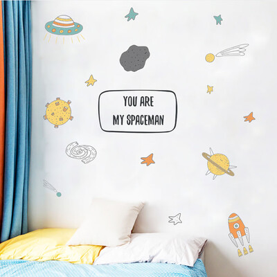 

〖Follure〗Cartoon Wall Stickers Spaceship Meteorite Combination Stickers