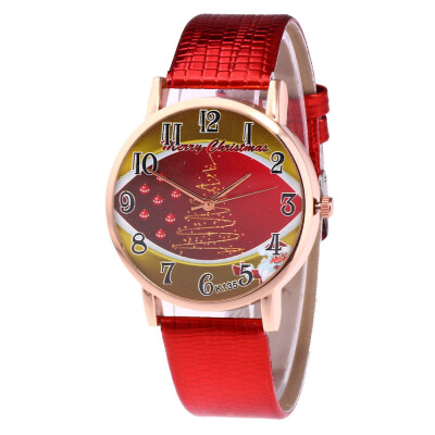 

2018 Fashion New Women Watches Christmas Tree Pattern Leather Band Analog Quartz Vogue Watches drop shipping &Ff