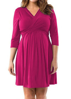 

Simple&Graceful Pure Color Loose Maternity Dress