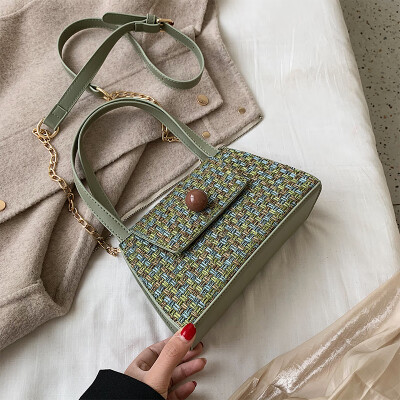 

Chic chain small bag small fresh&knitted portable womens bag new 2019 simple&small square bag single-shoulder obliqu