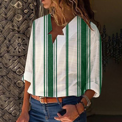 

Roseonmyhand Fashionable Womens Long Sleeve Stripe Casual Shirt Tops