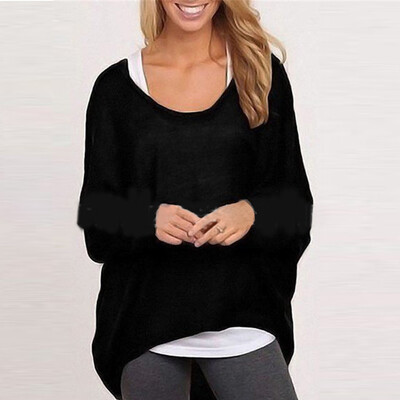 

Women O Neck Loose Knitted Jumper Sweater Oversized Long Sleeve Casual Top Shirt