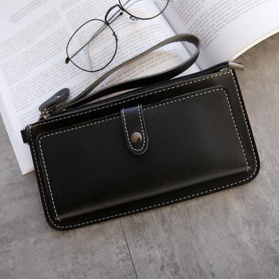 

2019 New Womens Wallet Simple Long Multi-function Zipper Wallet Card Holder Hasp Leather Female Coin Purse Clutch Money
