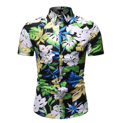 

Mens Shirt Summer Fashionable Casual Floral Printed Short Sleeve Shirts