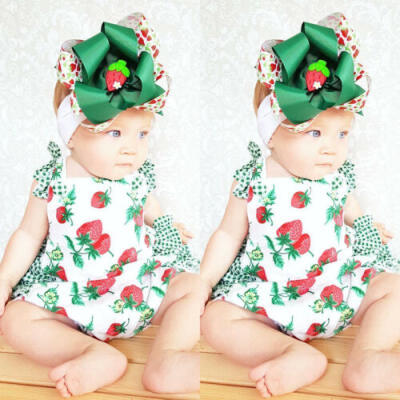 

Newborn Baby Girl Romper Jumpsuit Bodysuit Infant Headband Clothes Outfits Set Z