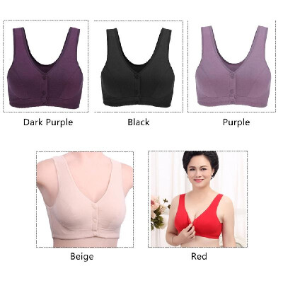 

Mom underwear middle-aged bra female front buckle bra without steel ring full cup bra middle-aged vest cotton Red