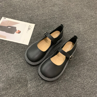 

Soft younger sister leather shoes round head female Korean version of Joker summer retro student thick bottom Mary Jane shoes fema