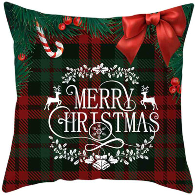 

Siaonvr 2020Merry Christmas Pillow Cases Cotton Linen Sofa Cushion Cover Home Decor