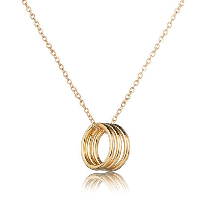 

Women Fashion 3 Gold Circle Pendant Necklace Trendy Jewelry Fashion Female New Quality Jewelry Necklace Wedding Jewelry