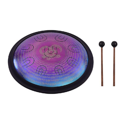 

14 Inch UU Drum Hand Pan Drum D-Minor Alloy Steel Tongue Drum 9 Double-tone Tongues Percussion Instrument with Carry Bag