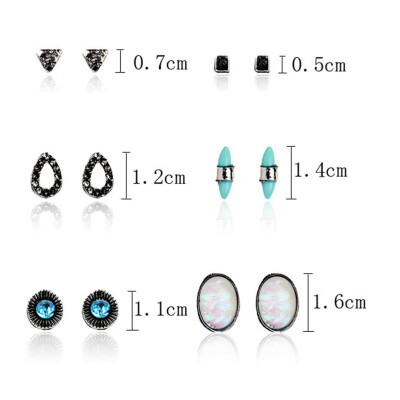 

Crystal Rhinestone Stud Earrings Sets Bohemia Style For Women Jewelry