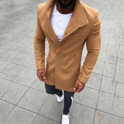 

Mens Solid Lapel Coat Casual Autumn Winter Button Office Party Outwear Jackets